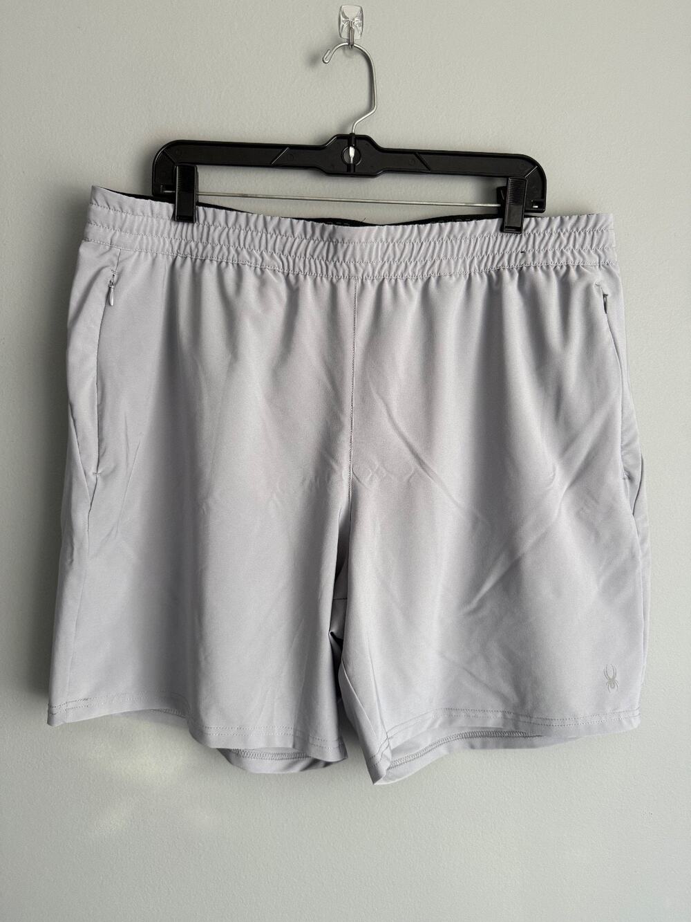 Spyder Active Men's XL Grey Athletic Shorts ProWeb Zip Pockets Sporty Athletic
